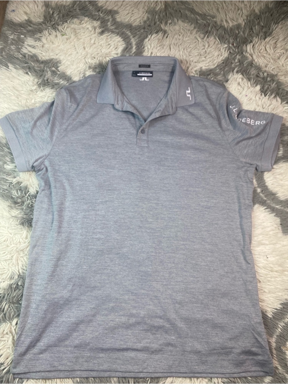 J Lindeberg Polo Shirt Men XL Gray Tour Tech Slim Fit TX Jersey Performance